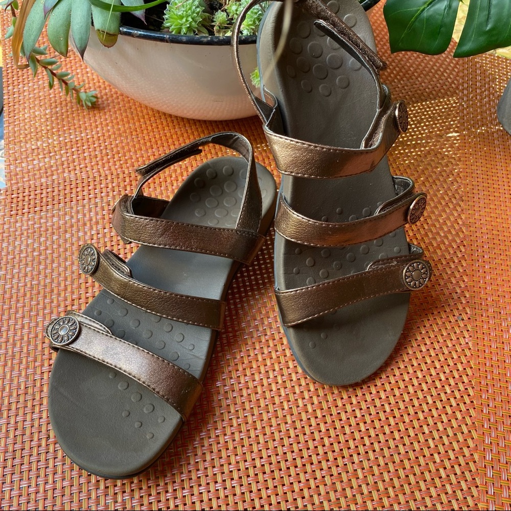 Vionic Bronze "Cathy" Adjustable Strap Sandals - image 1